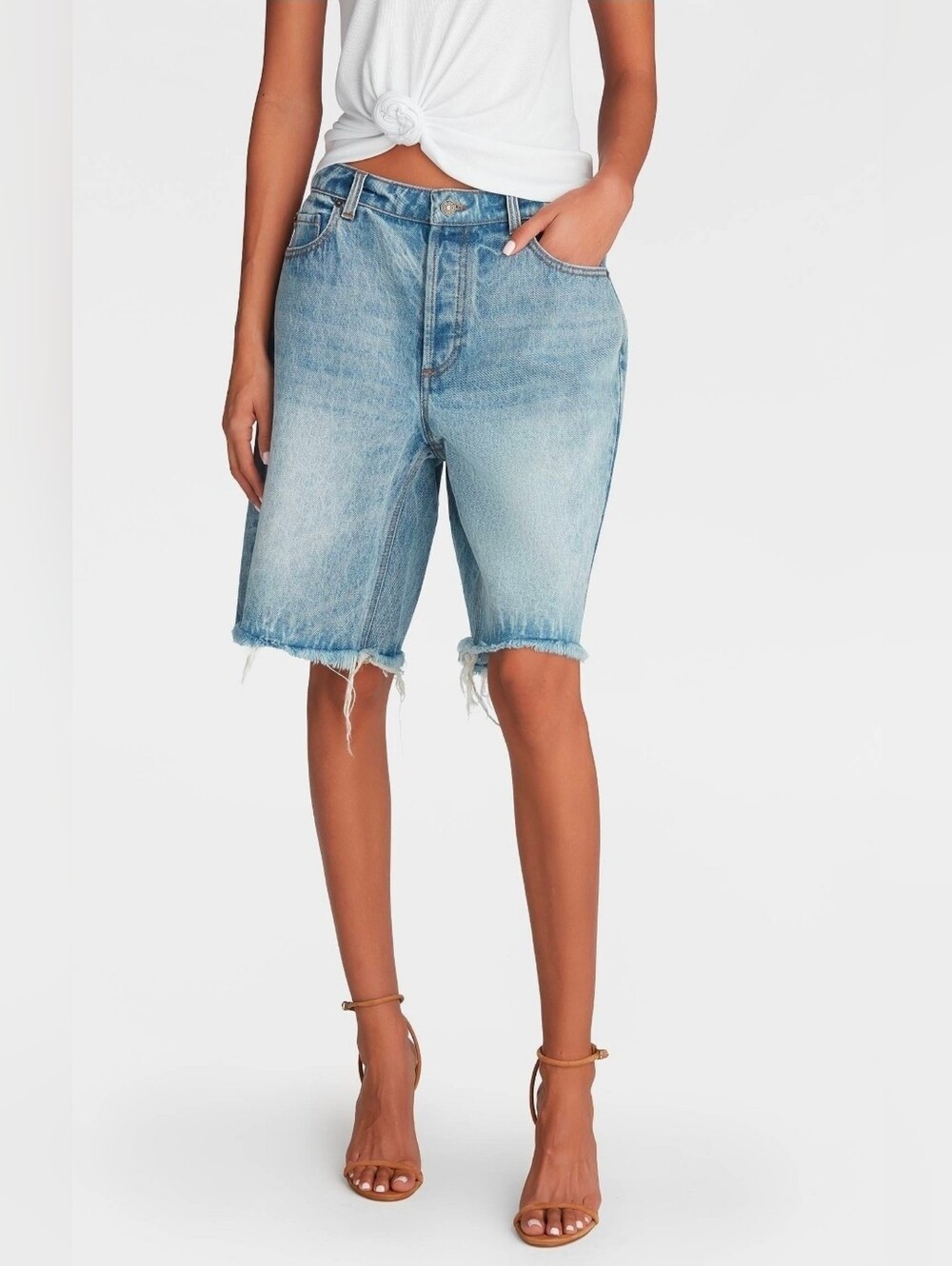 KBB by Khalana The Denim Bermuda Shorts in Light wash - Picture 2 of 3